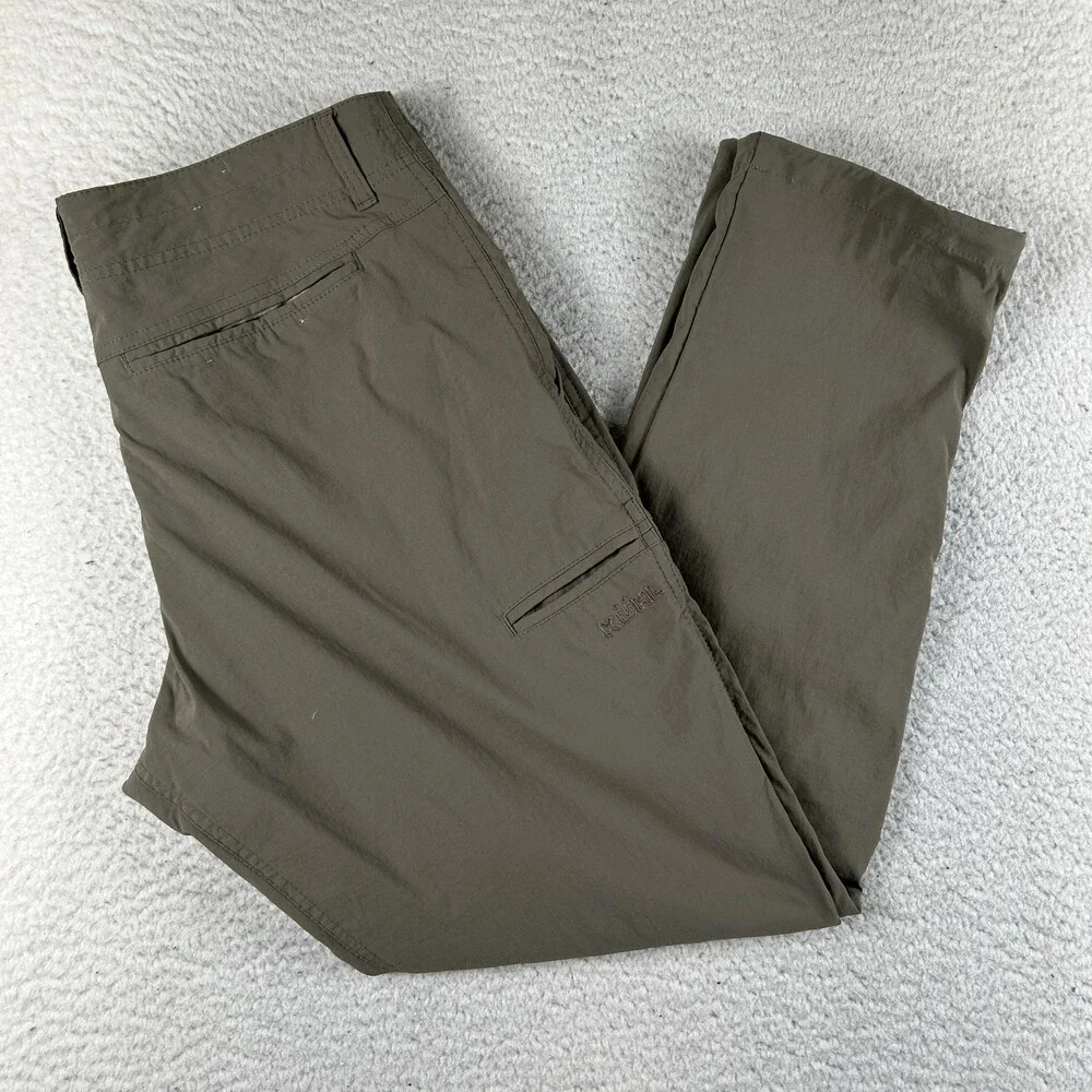 Kuhl Pants Mens 35x29 Slax Stretch Lightweight Hiking Outdoor Zip Pocket Khakis